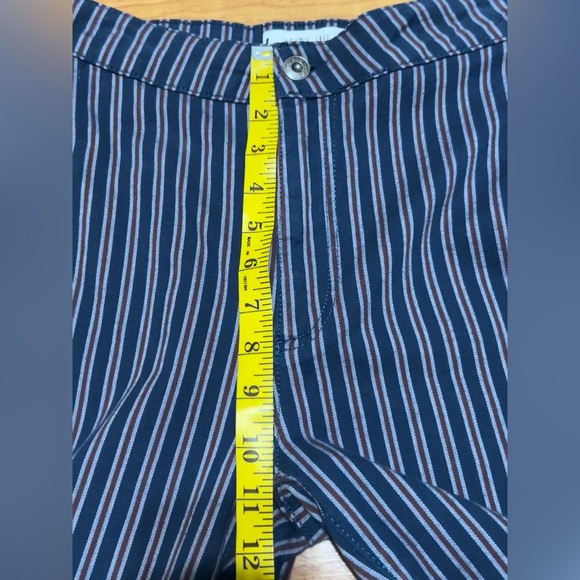 Free People Navy Blue Red Grey Striped High Waisted Skinny Ankle Pants Size 27 - Picture 7 of 11